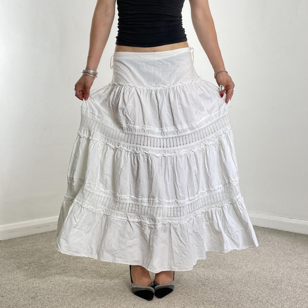 Vintage full length teired maxi skirt with mesh details