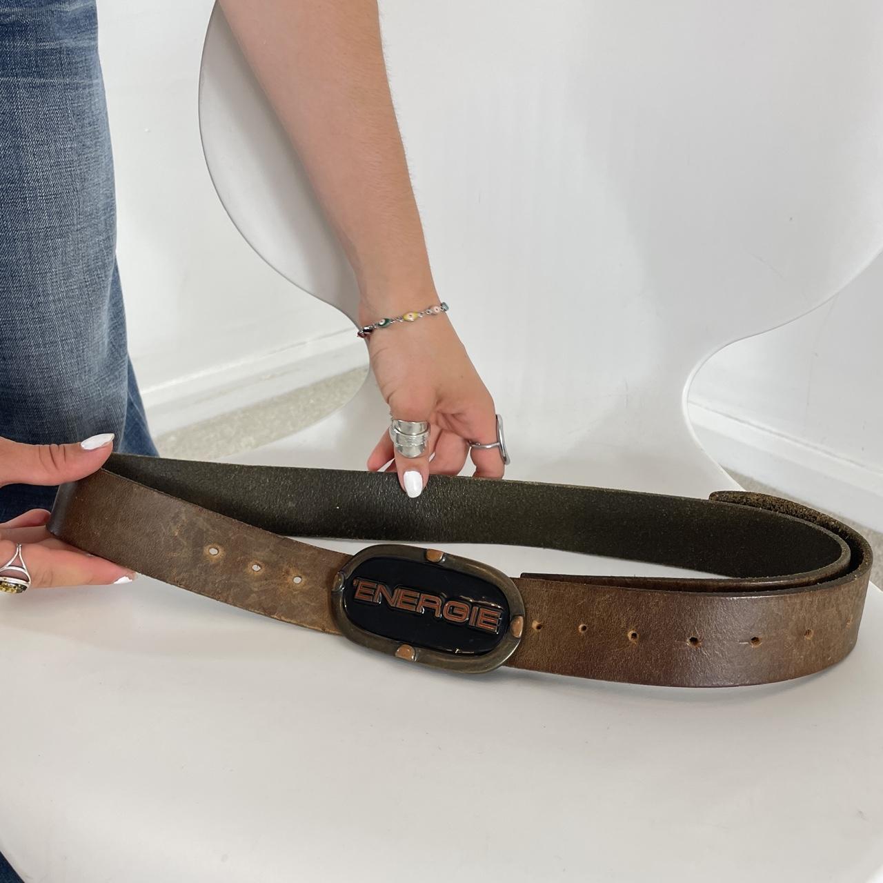 Dark brown grunge chunky black Energie belt