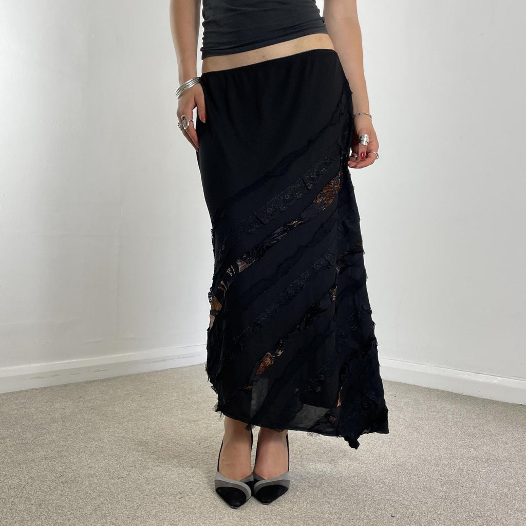 Black avant garde asymetrical maxi skirt
