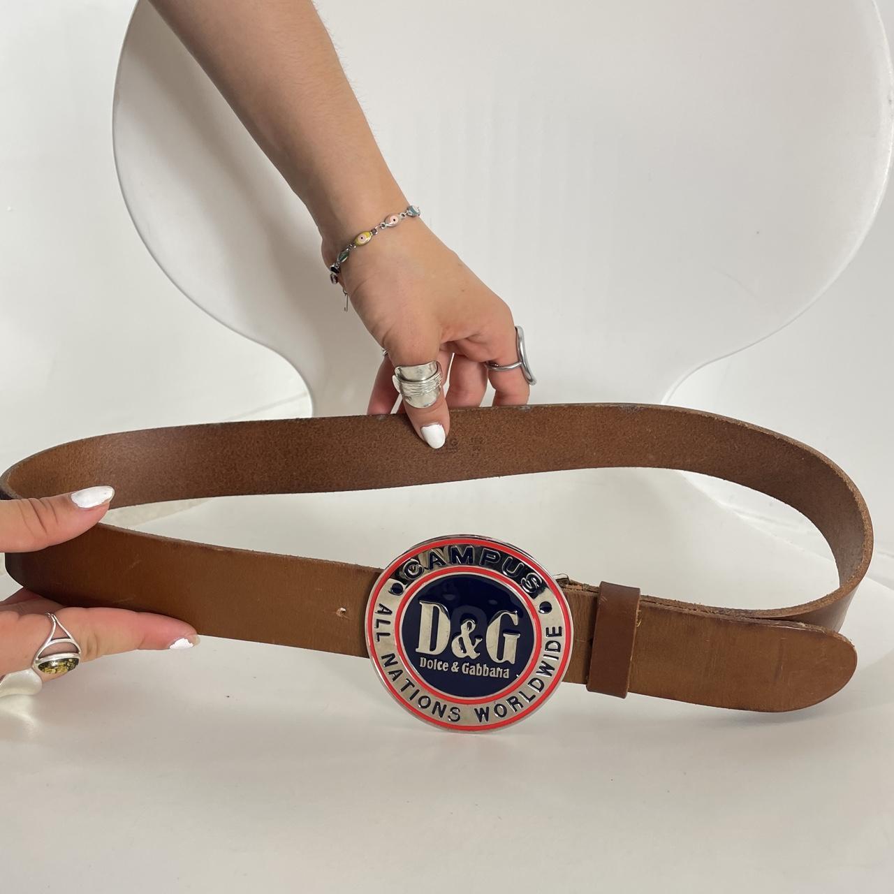 Retro D&G Circular buckle brown leather belt