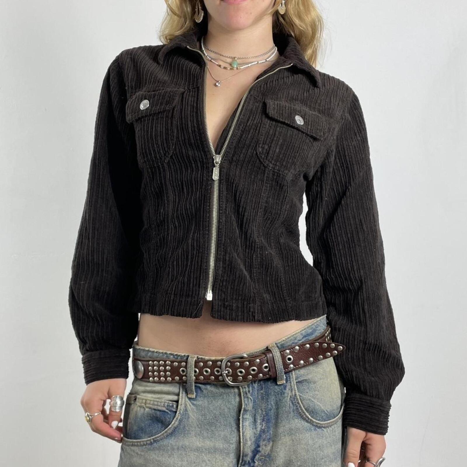 Brown cordury zip up jacket