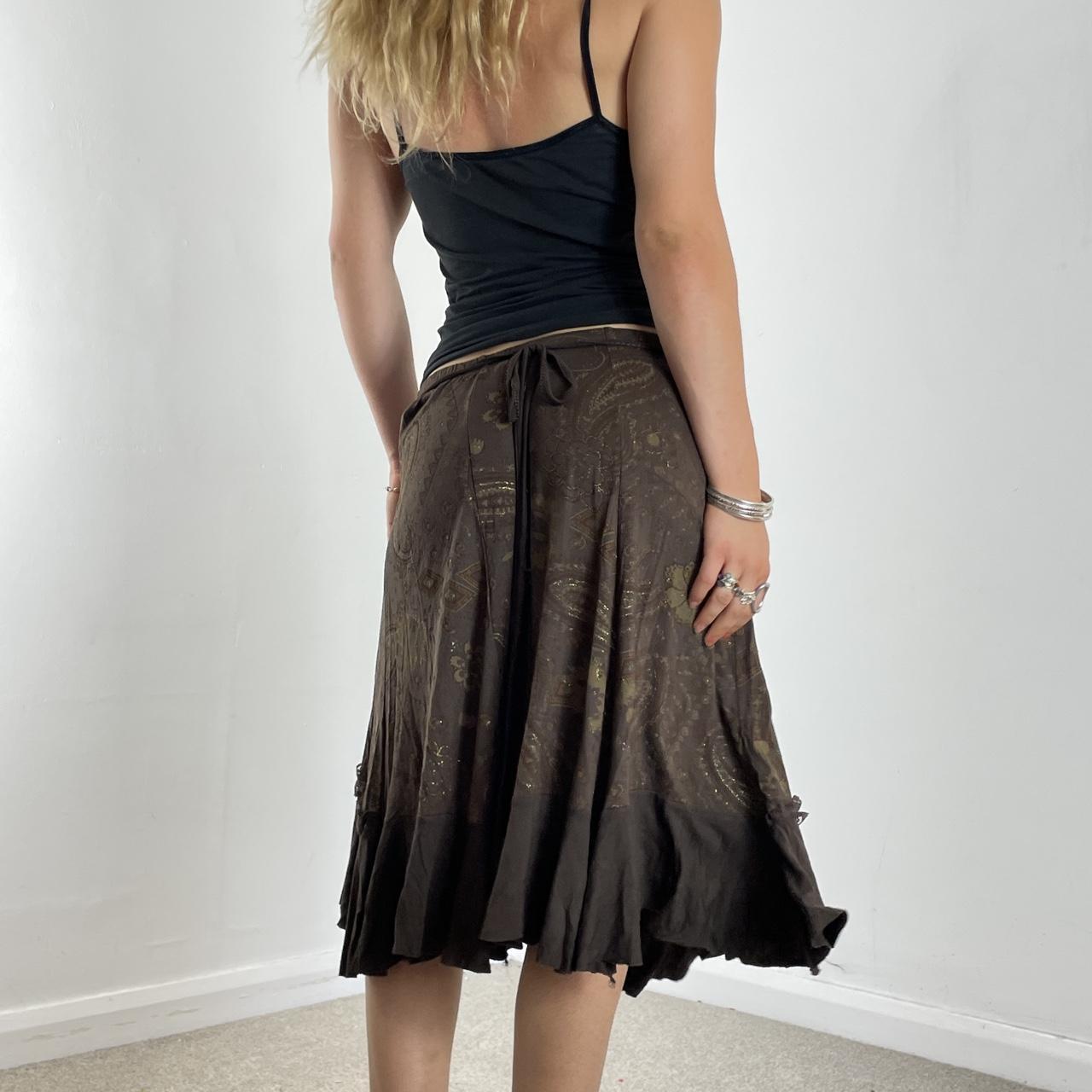 Gorgeous vintage paisley gold and brown midi skirt
