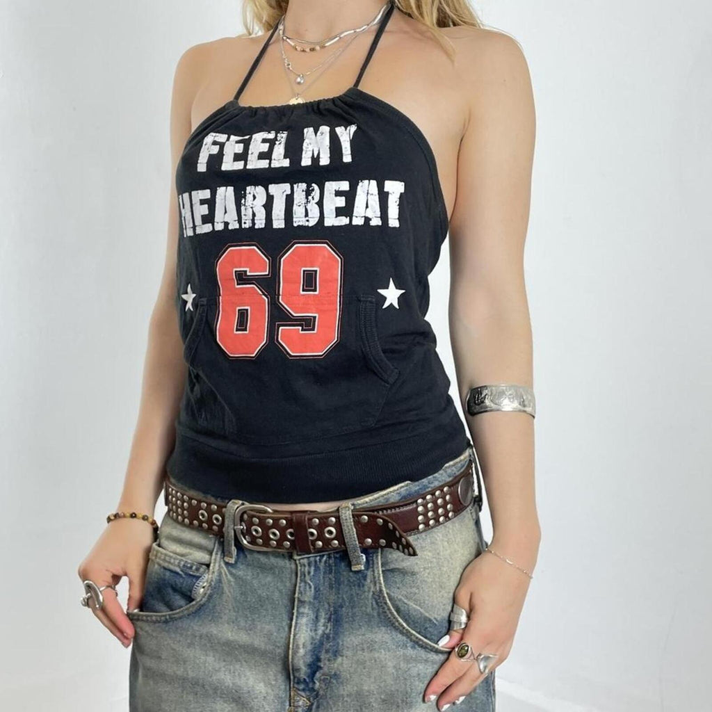 00's black tee with white graphics