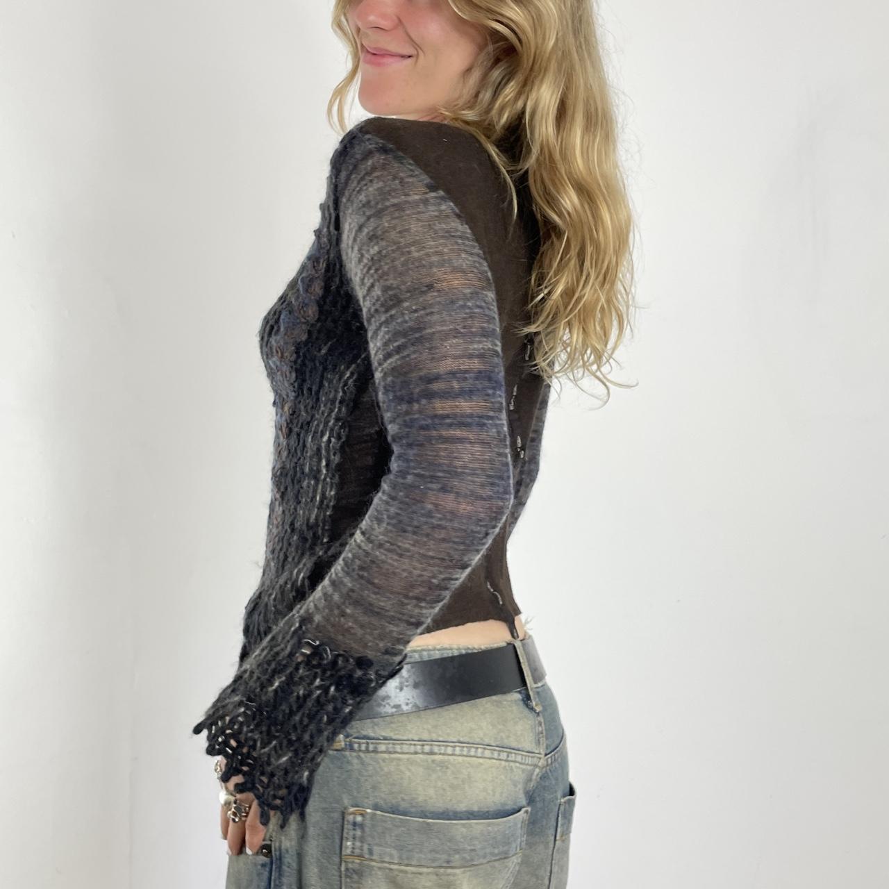 Wool avante garde ruffled grey long sleeve