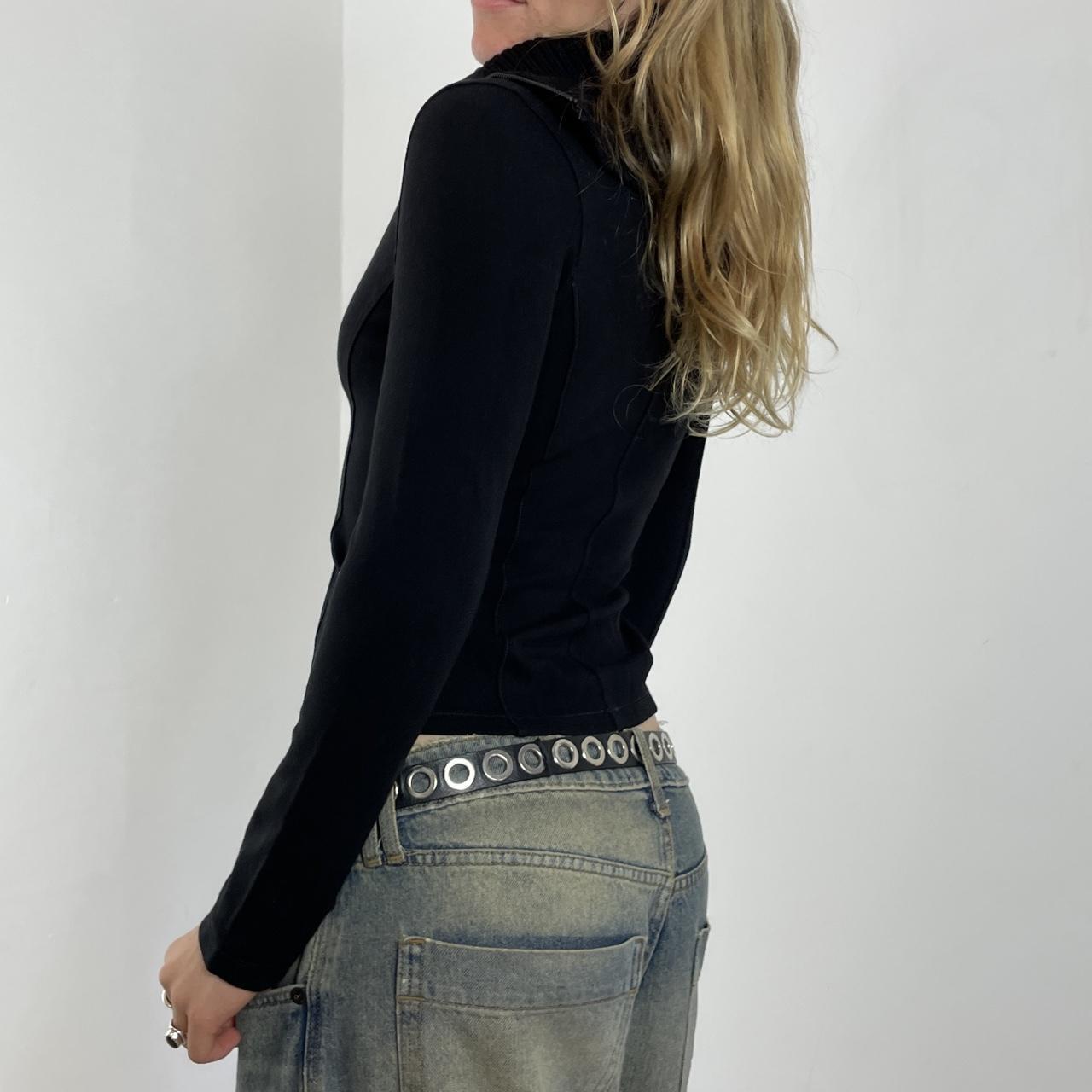 Y2K zip up fitted roll neck black jumper