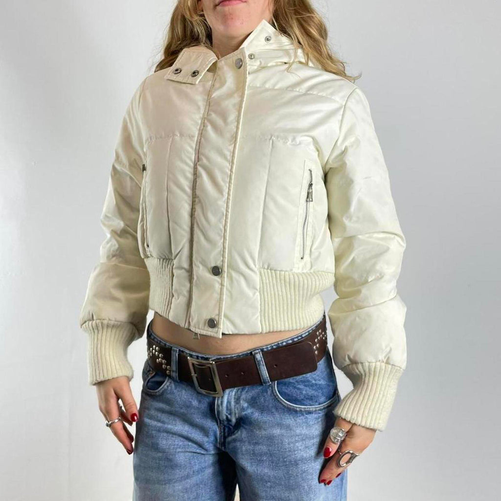 00s cropped cream puffer jacket