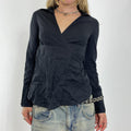 Elevated basic wrap up black shirt