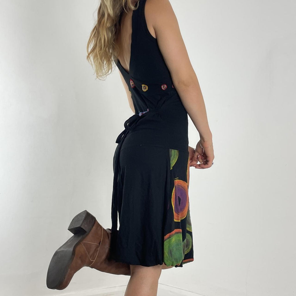 Desigual black multi-patterned V-neck dress