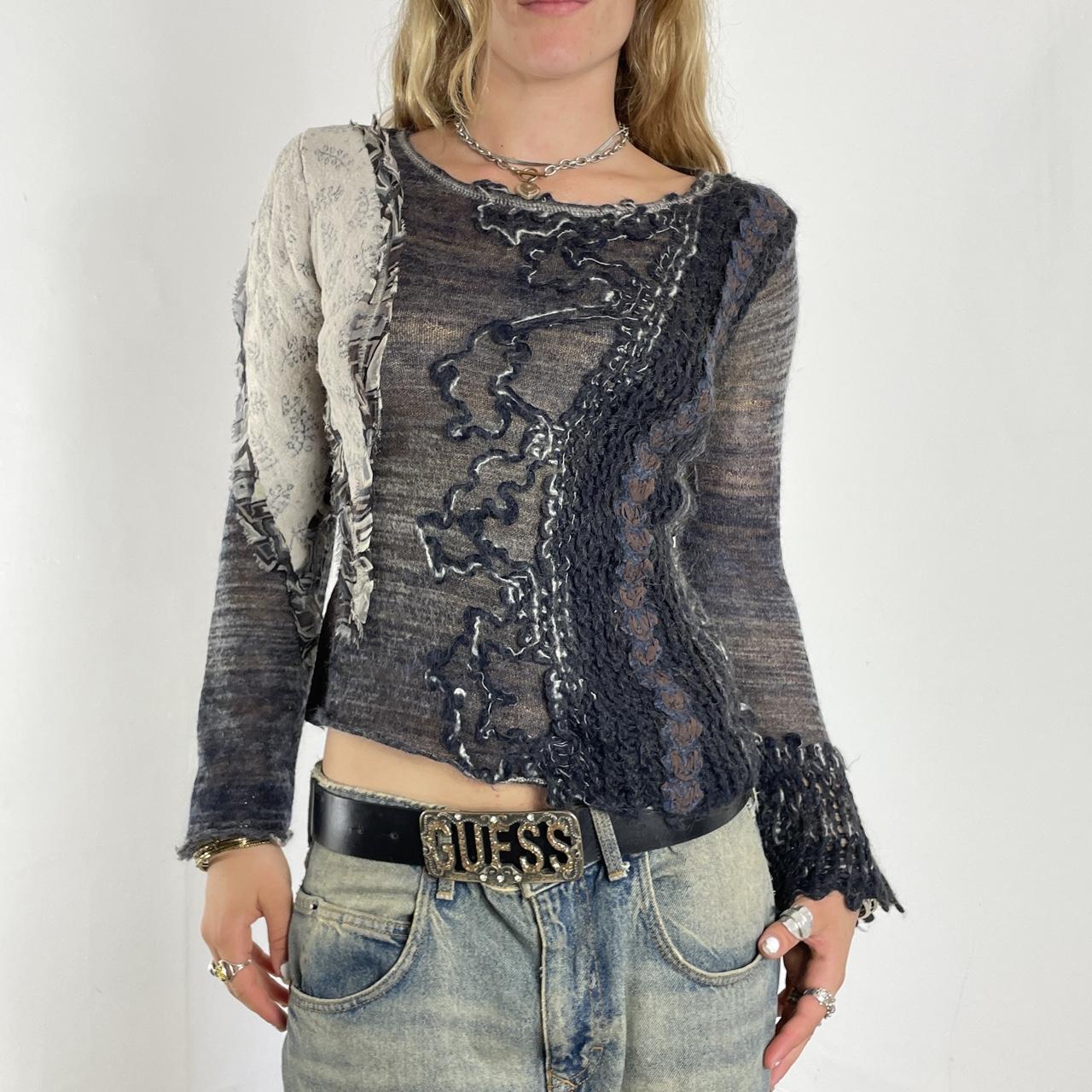Wool avante garde ruffled grey long sleeve