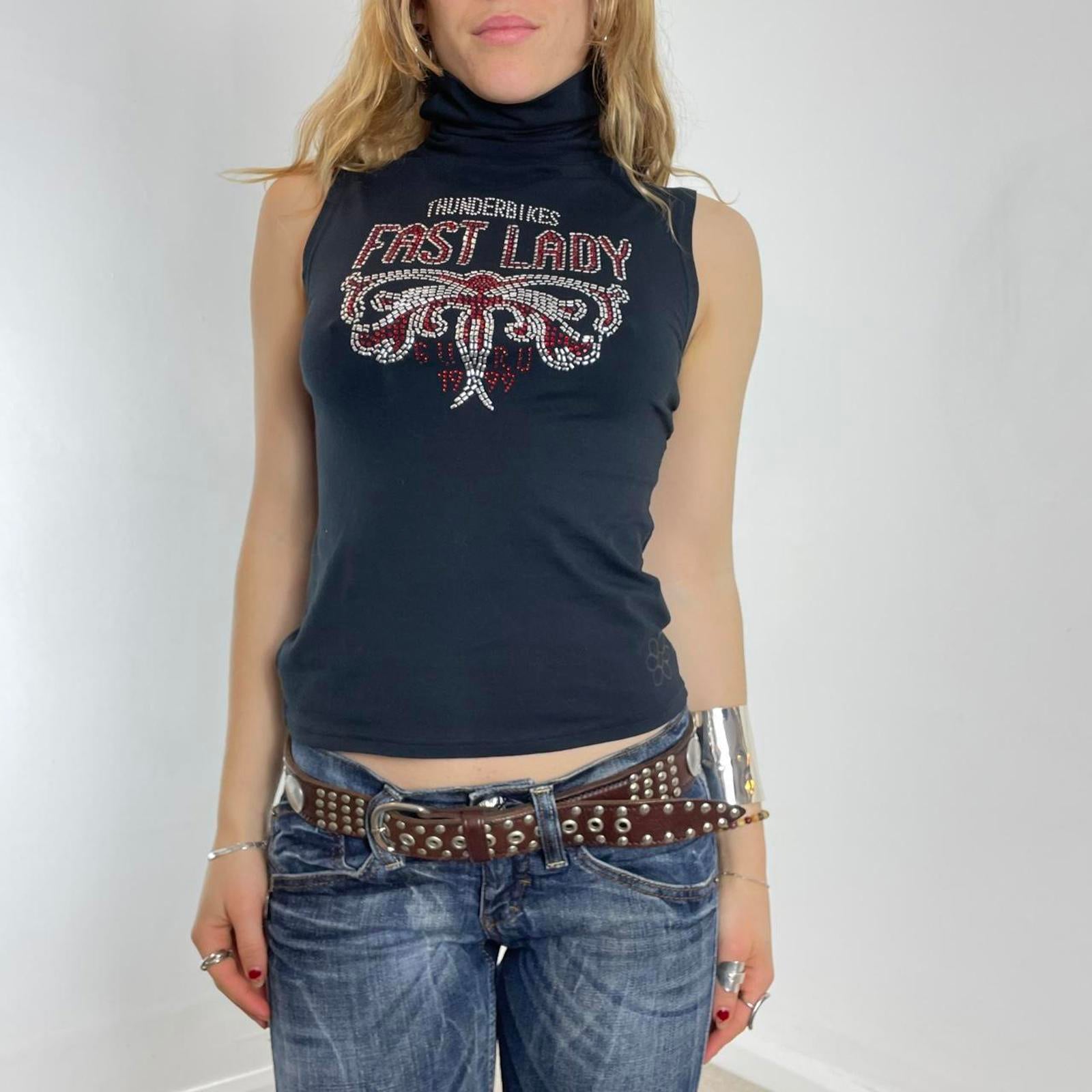 Black polar guru studded top!