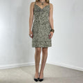 Floral green and white sage patterned mini summer dress