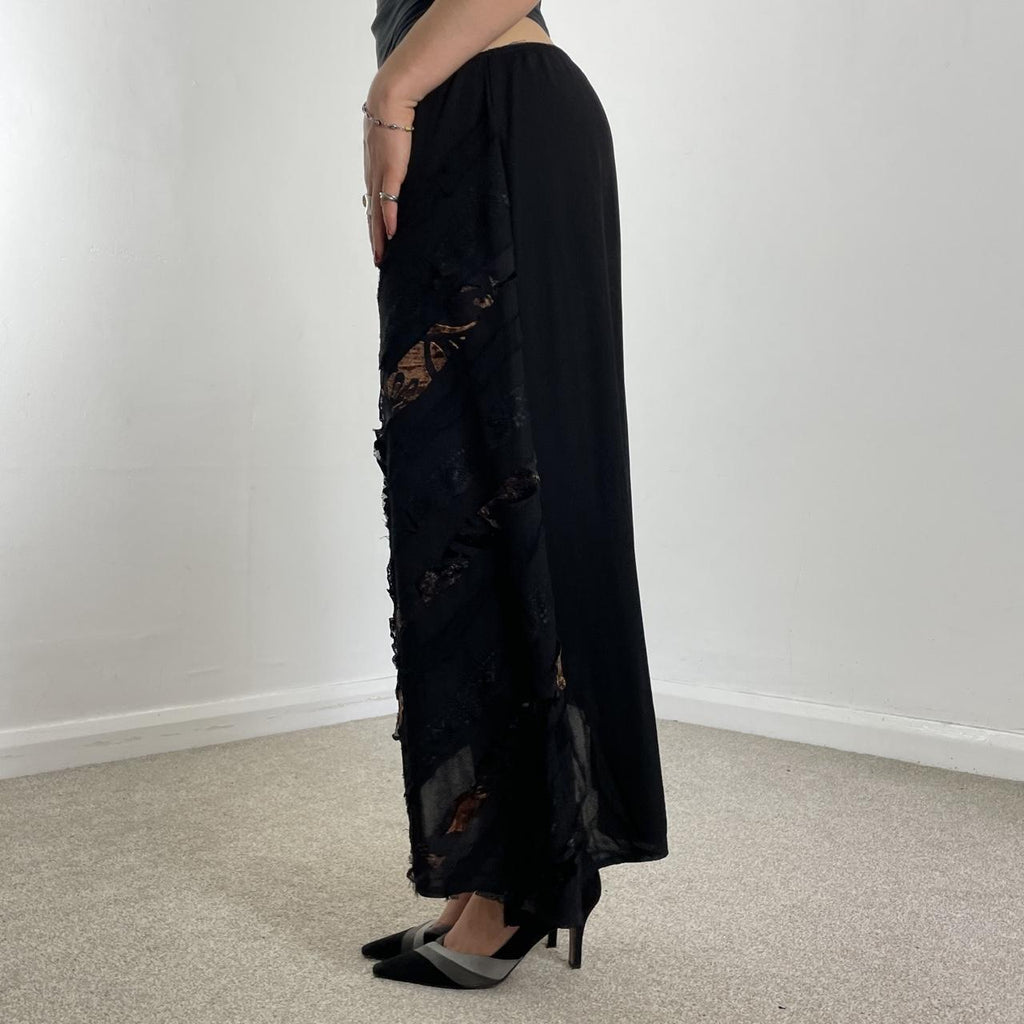 Black avant garde asymetrical maxi skirt