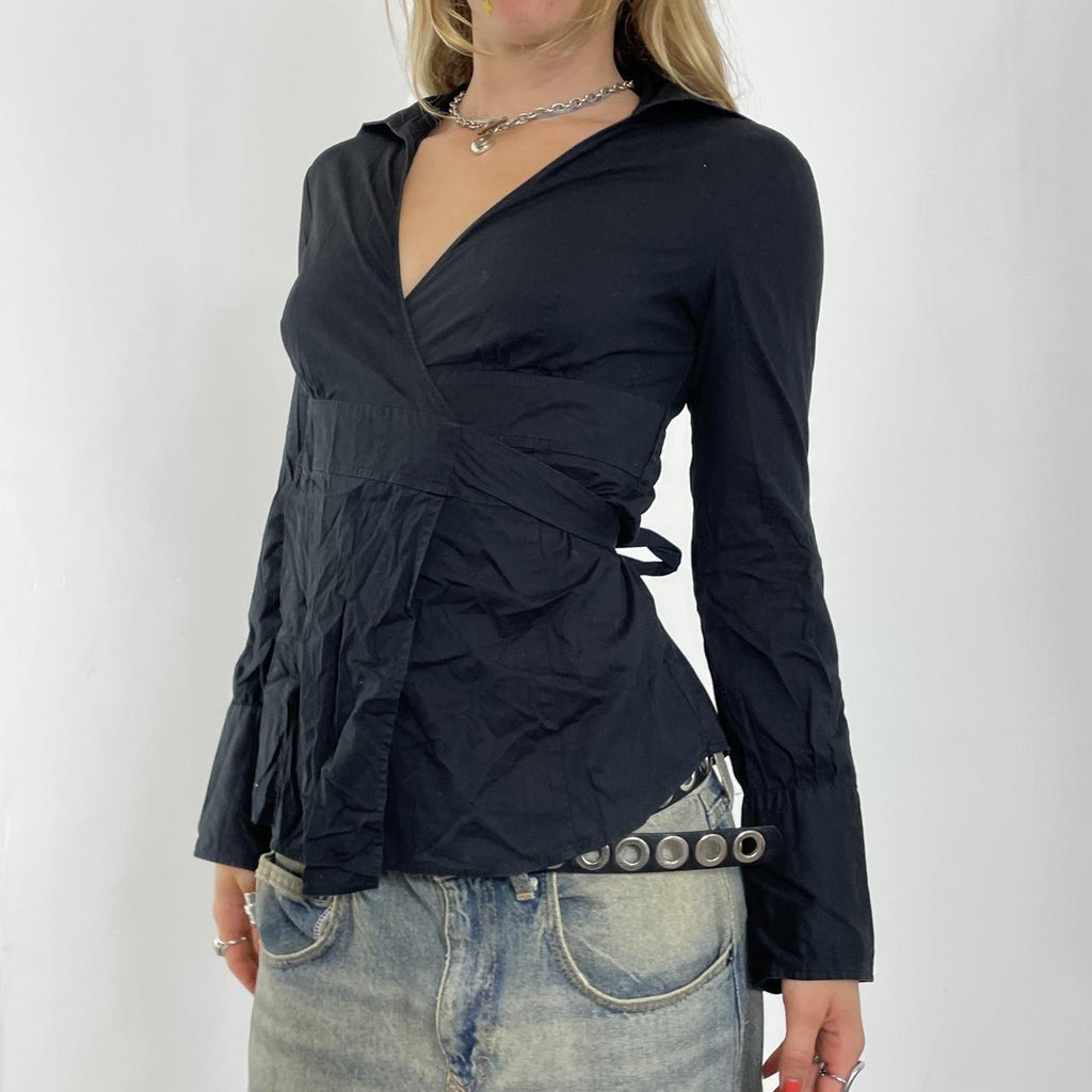 Elevated basic wrap up black shirt