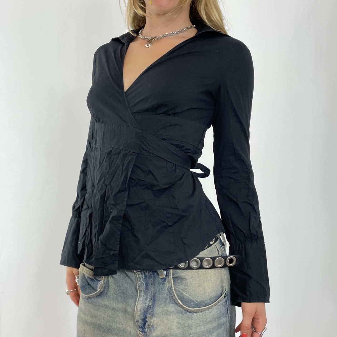 Elevated basic wrap up black shirt