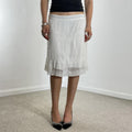 Mesh double layred white midi skirt