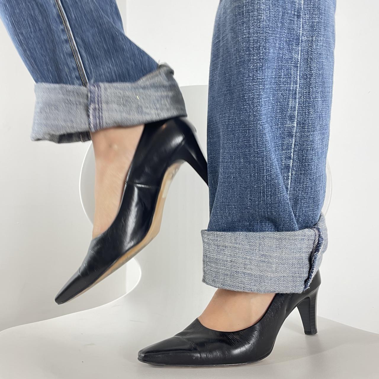 Black square toe kitten heels
