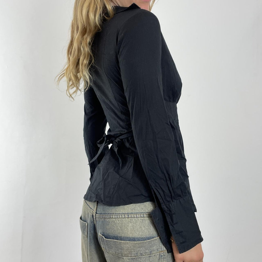 Elevated basic wrap up black shirt