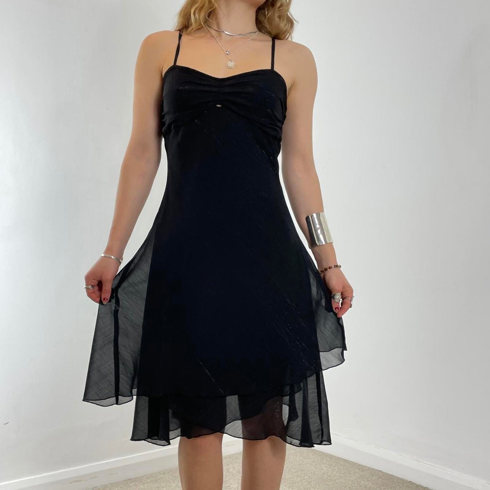 Double layred black mesh evening dress