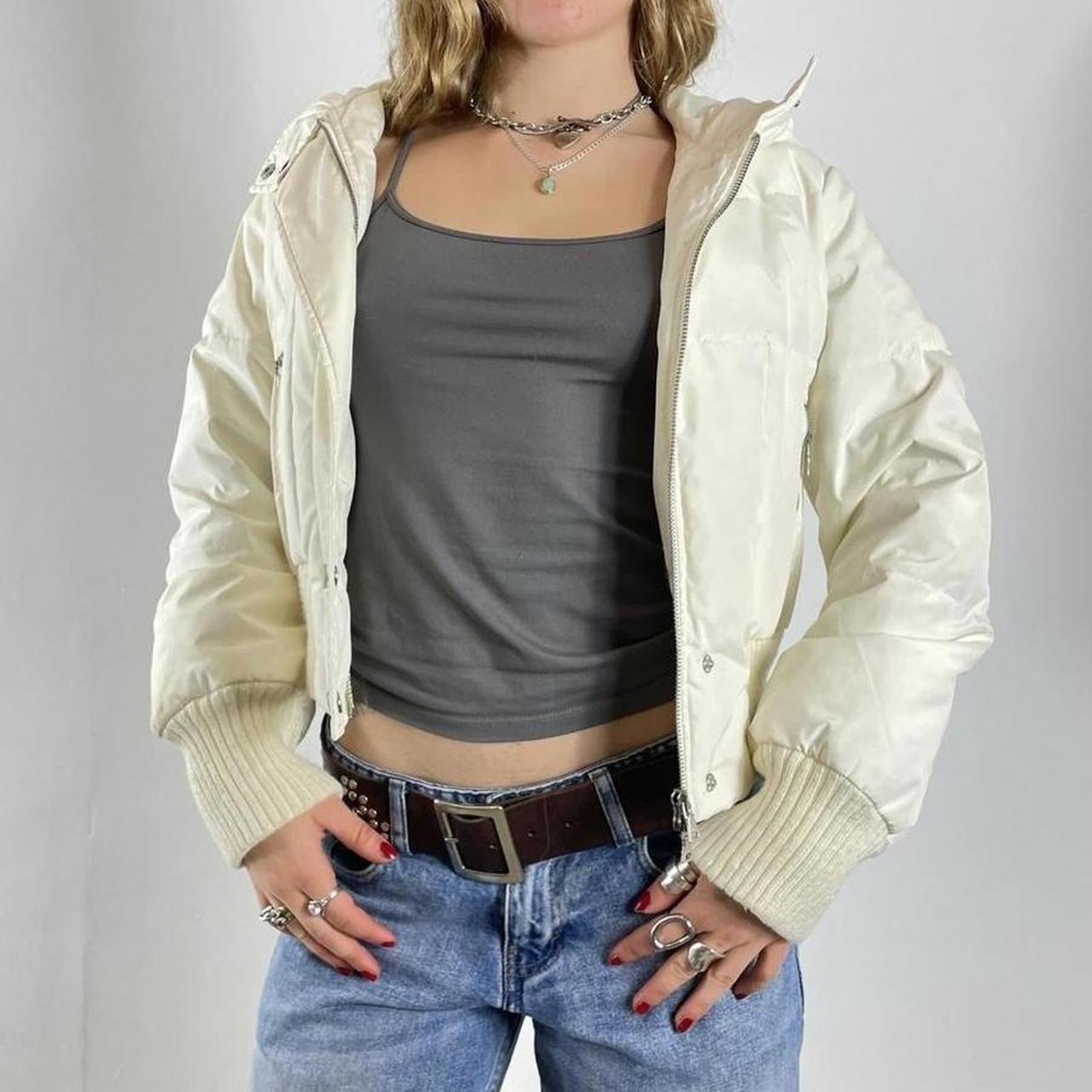 00s cropped cream puffer jacket