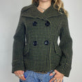 vintage khaki pattern thick double button pea jacket
