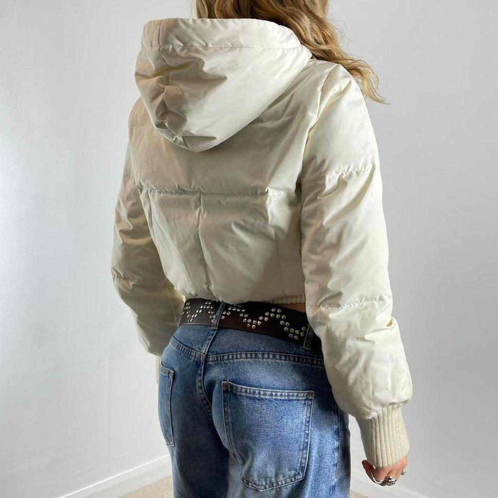 00s cropped cream puffer jacket