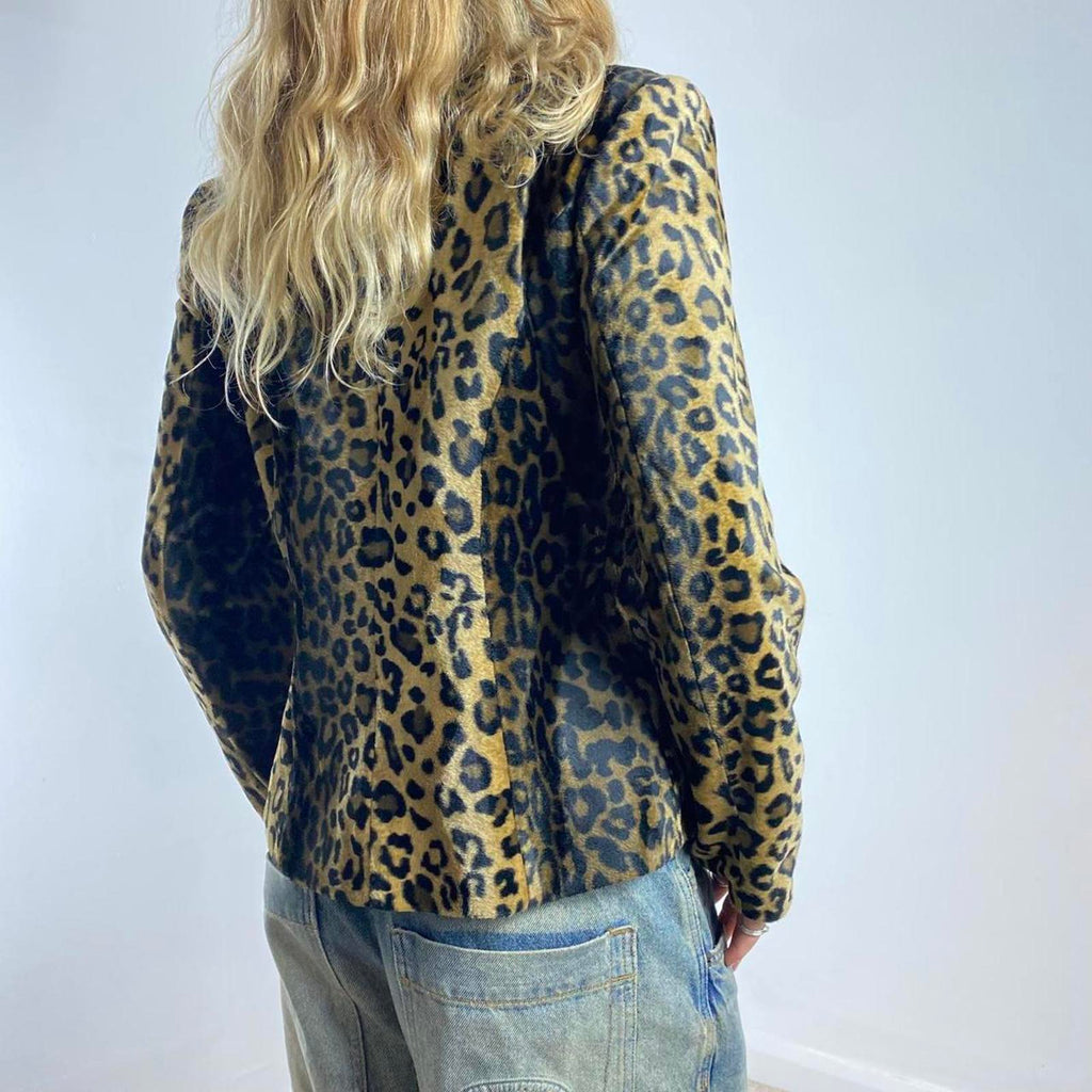 Vintage leopard button up jacket