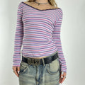 Boatneck striped long sleeve cotton top