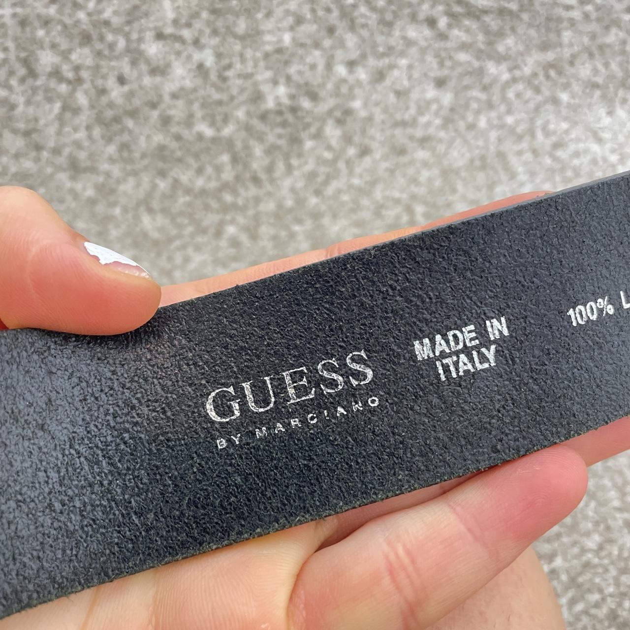 Guess silver chunky black leather belt
