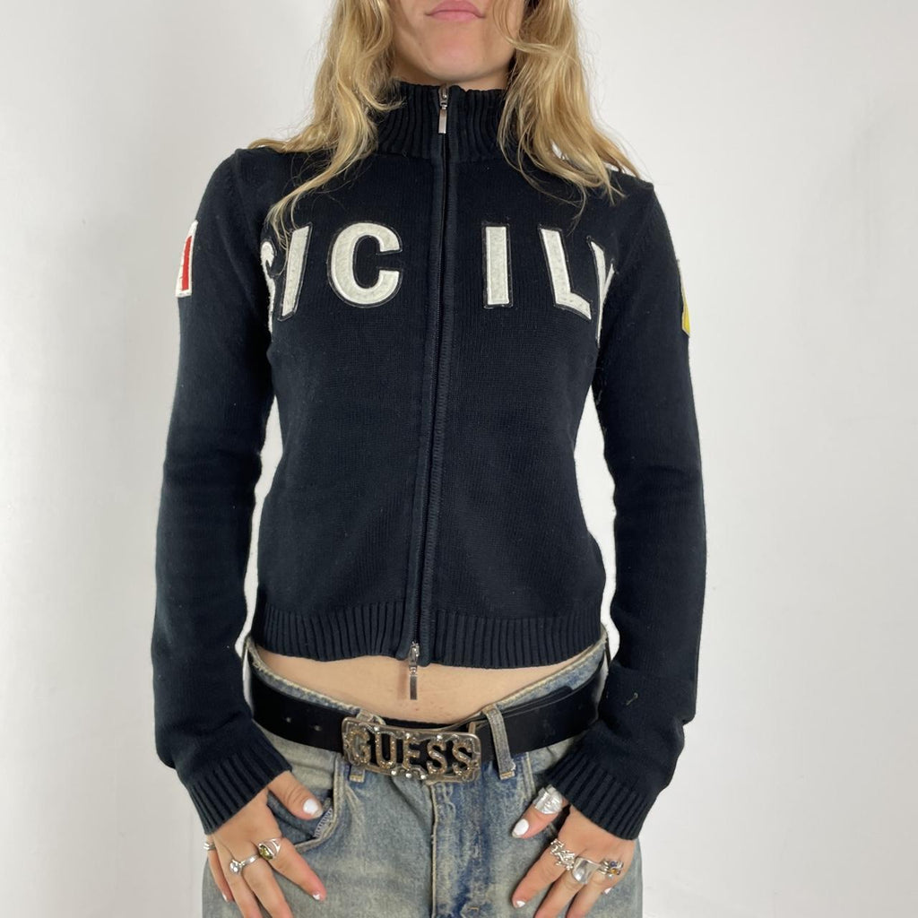 Knitted black SICILY spell out jumper