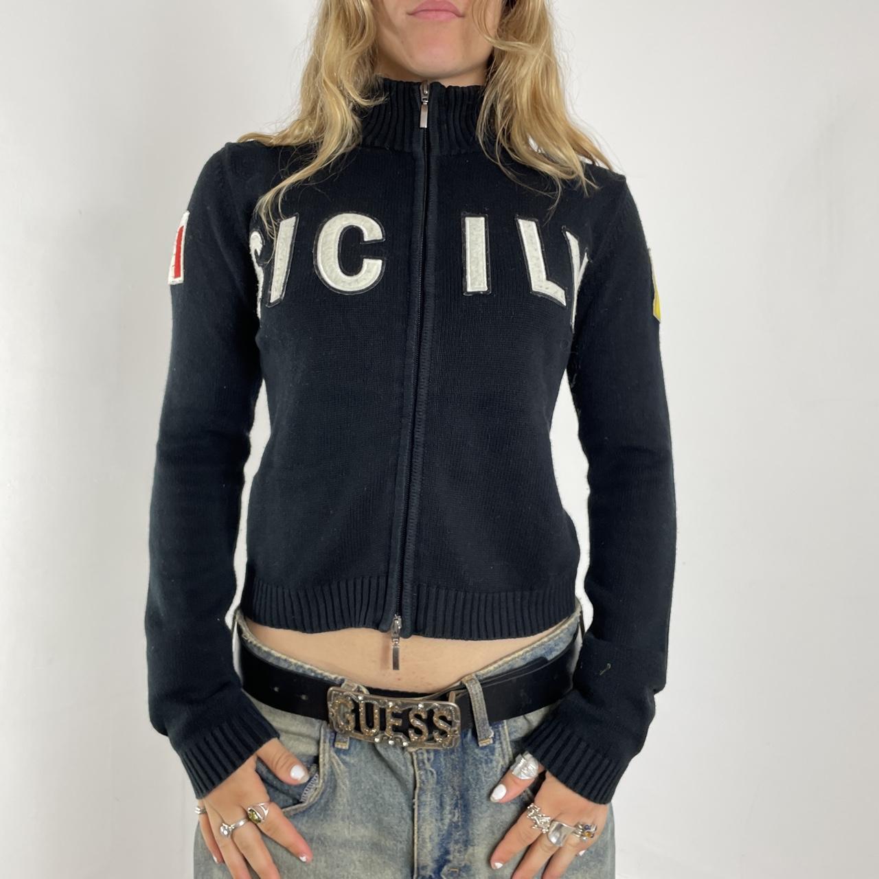 Knitted black SICILY spell out jumper