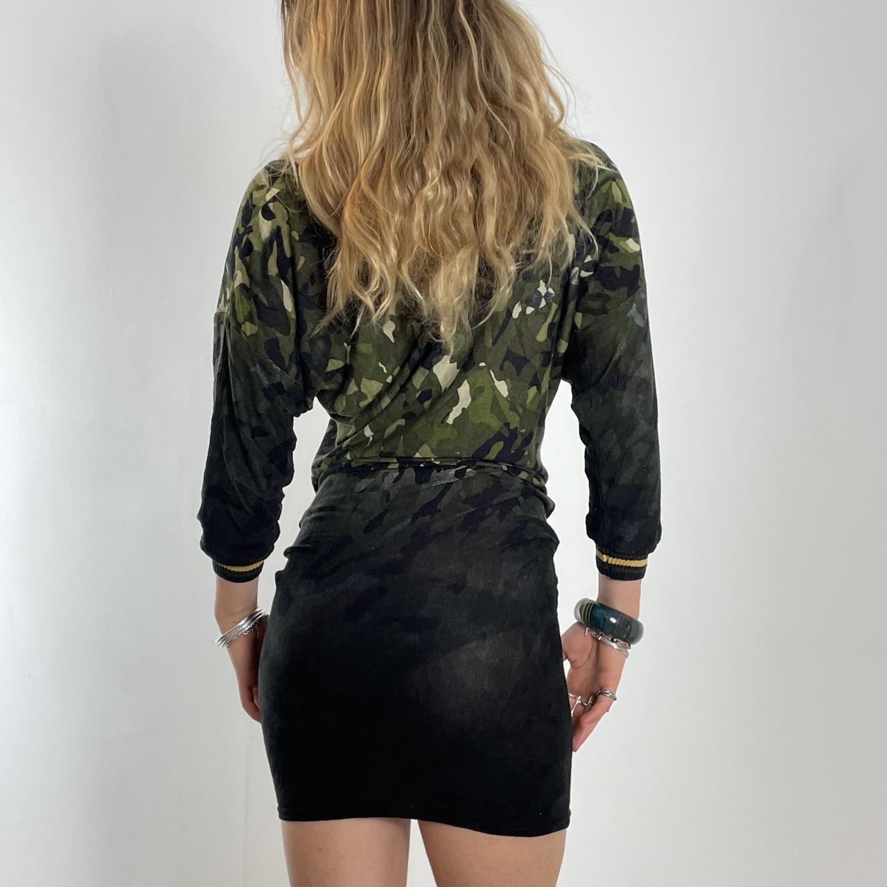 Desigual kahki and black graphic batwing dress