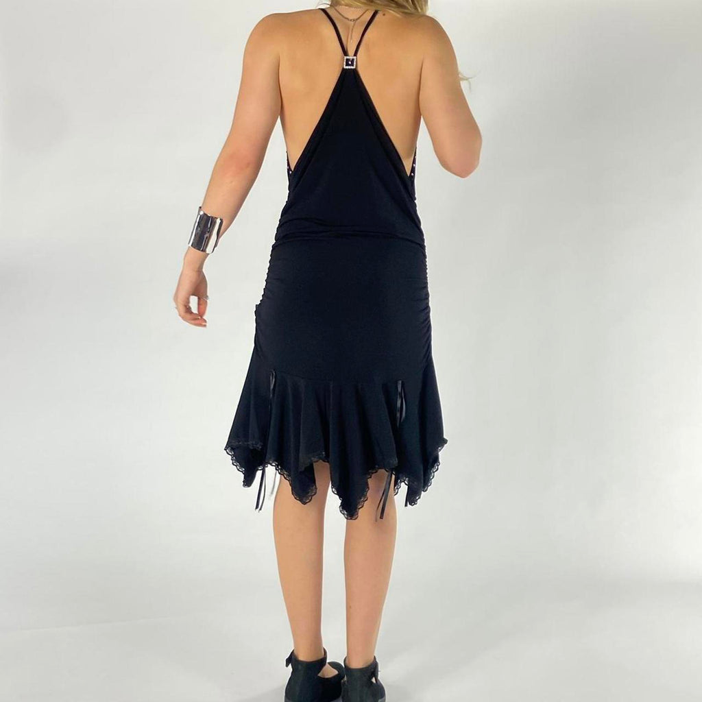 Insane avant grade grung cross back fairy core pleated dress.