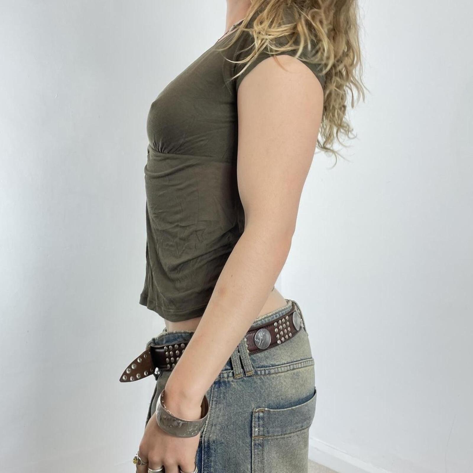 Bohemian brown square neck layred top
