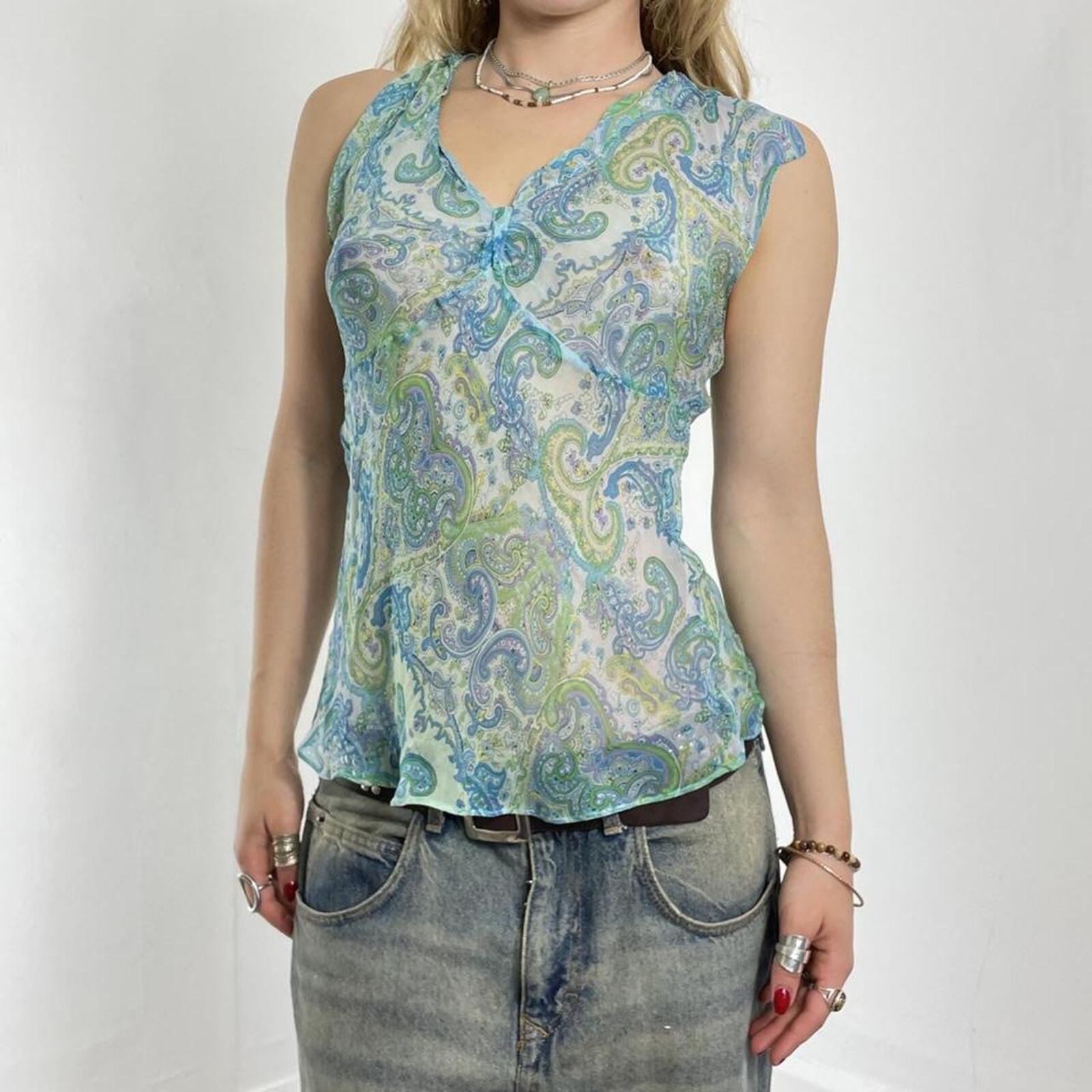 Boho patterend v neck flowy top