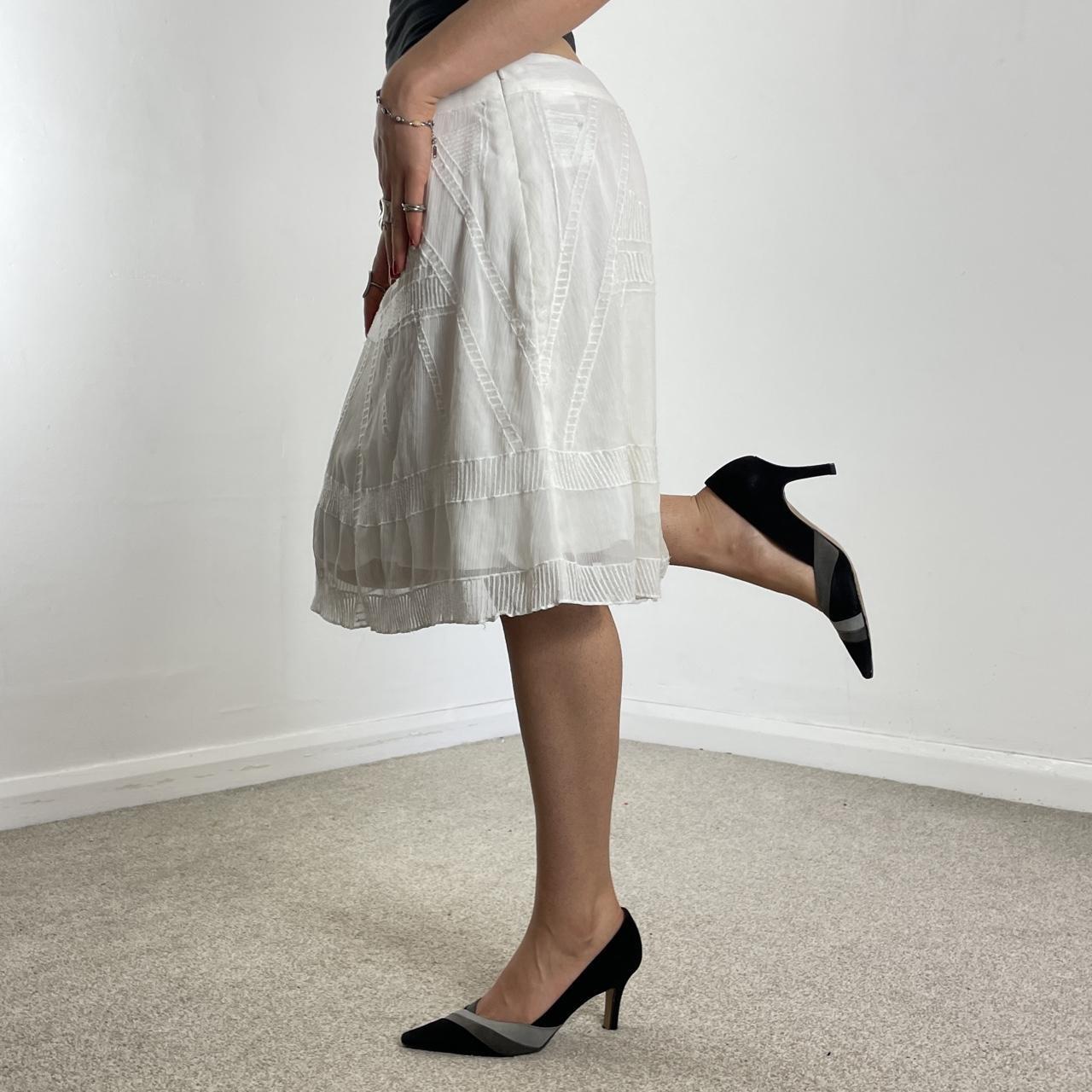 Mesh double layred white midi skirt