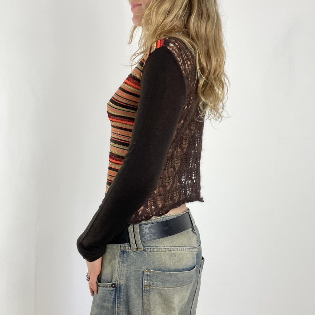Unique orange and brown striped top with a wool back !