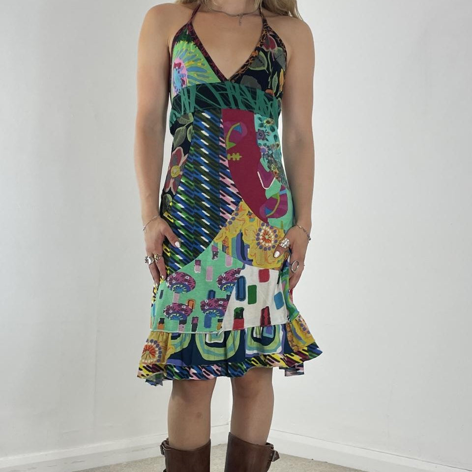 Desigual multi coloured halterneck mini dress