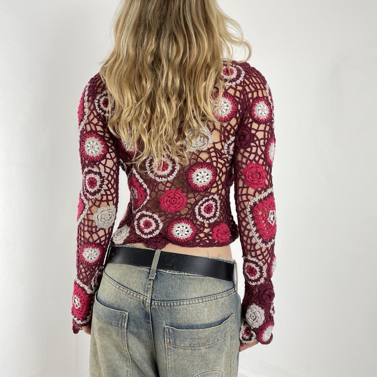 Burgundy floral knitted long sleeve