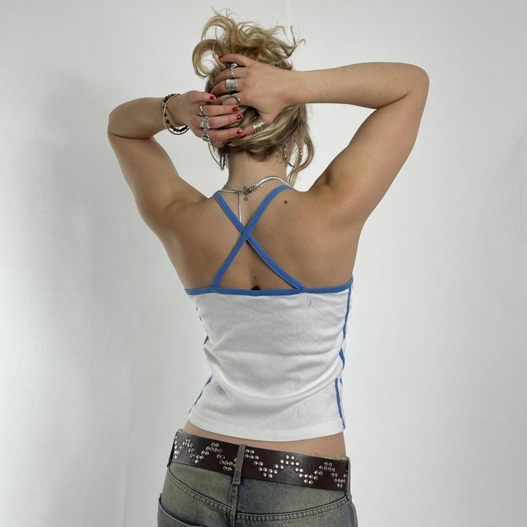 00's Wranglers blue and white cross back cami