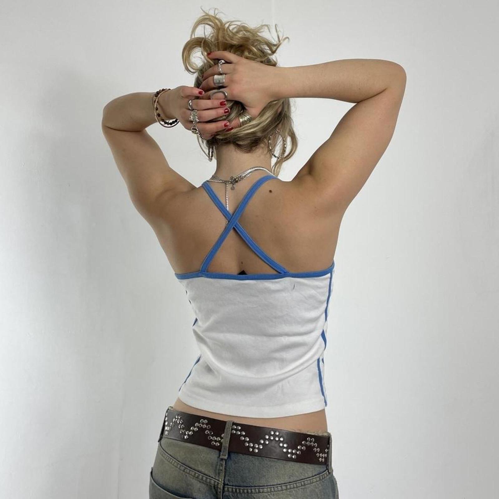 00's Wranglers blue and white cross back cami