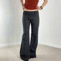 Low-rise Bell flared cotton office core wool trousers