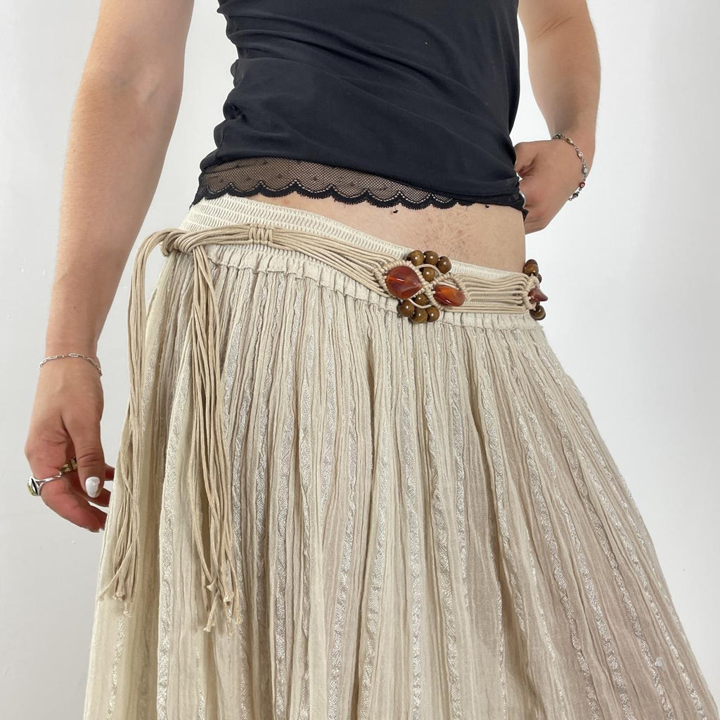 Plaited cream belt with beads