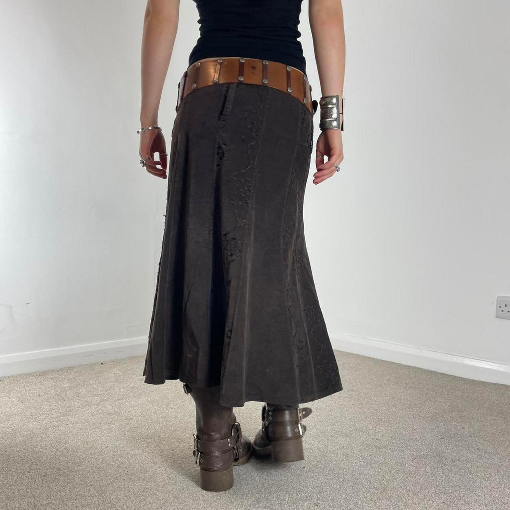 Vintage brown maxi floral skirt