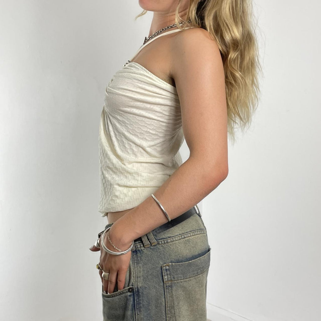 Fitted white y2k halterneck top