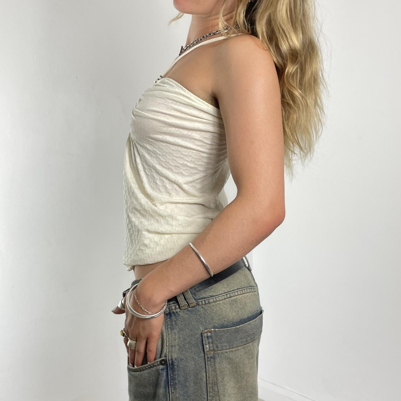 Fitted white y2k halterneck top