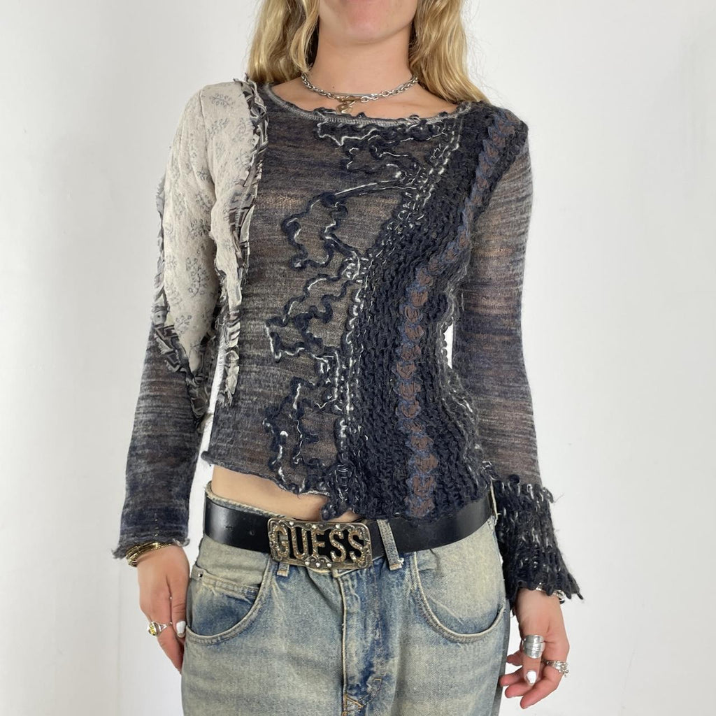 Wool avante garde ruffled grey long sleeve