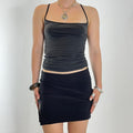 Black everyday mini skirt with a slit