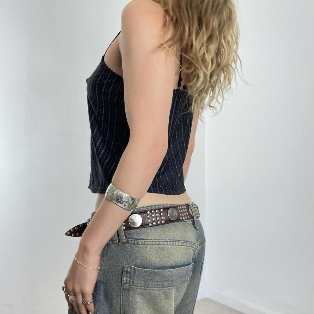 Gold and black striped lose fit flittery cami top