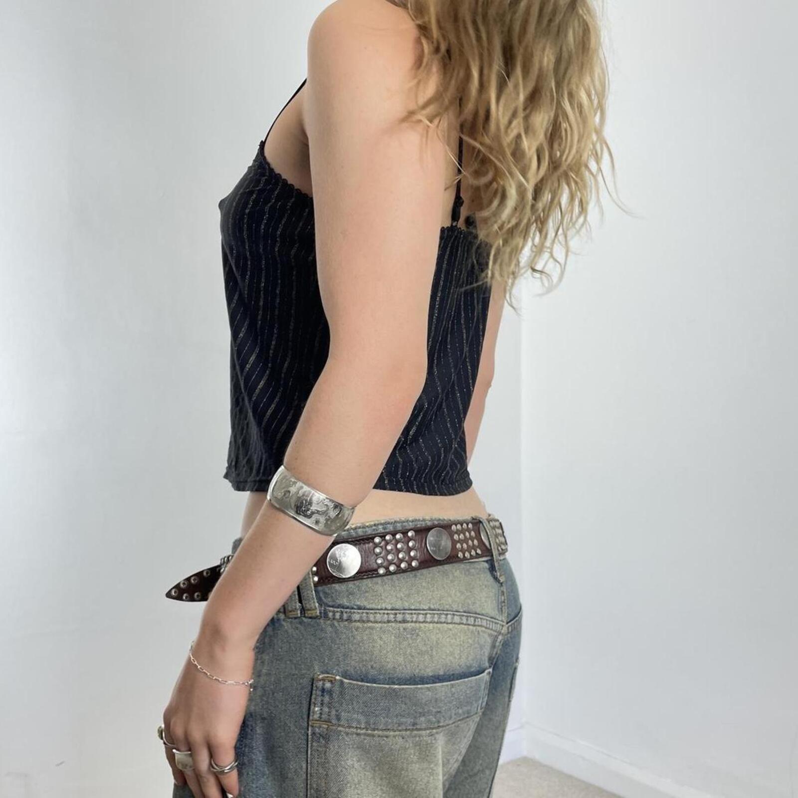 Gold and black striped lose fit flittery cami top