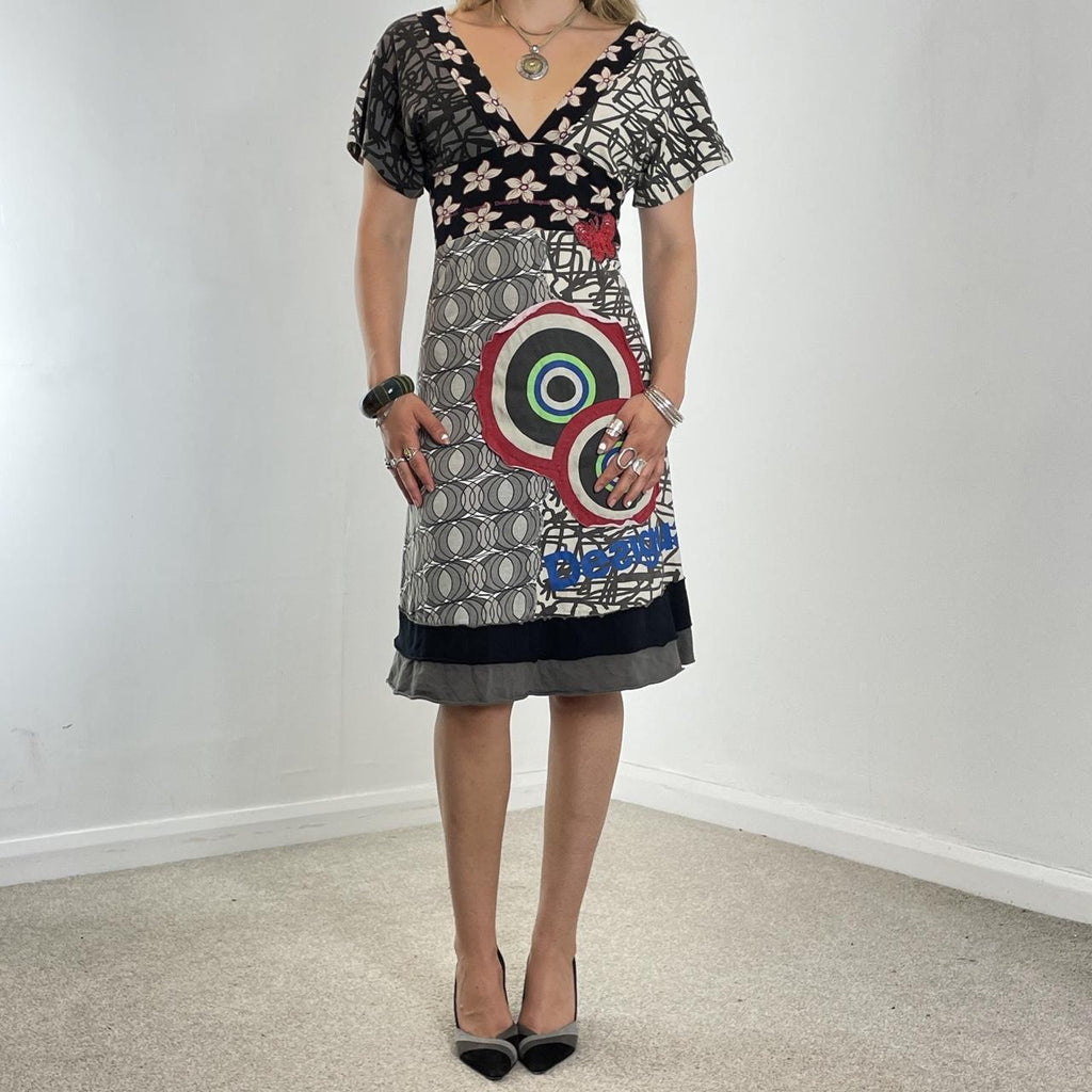 Desigual v neck multi coloured/patterned maxi dress